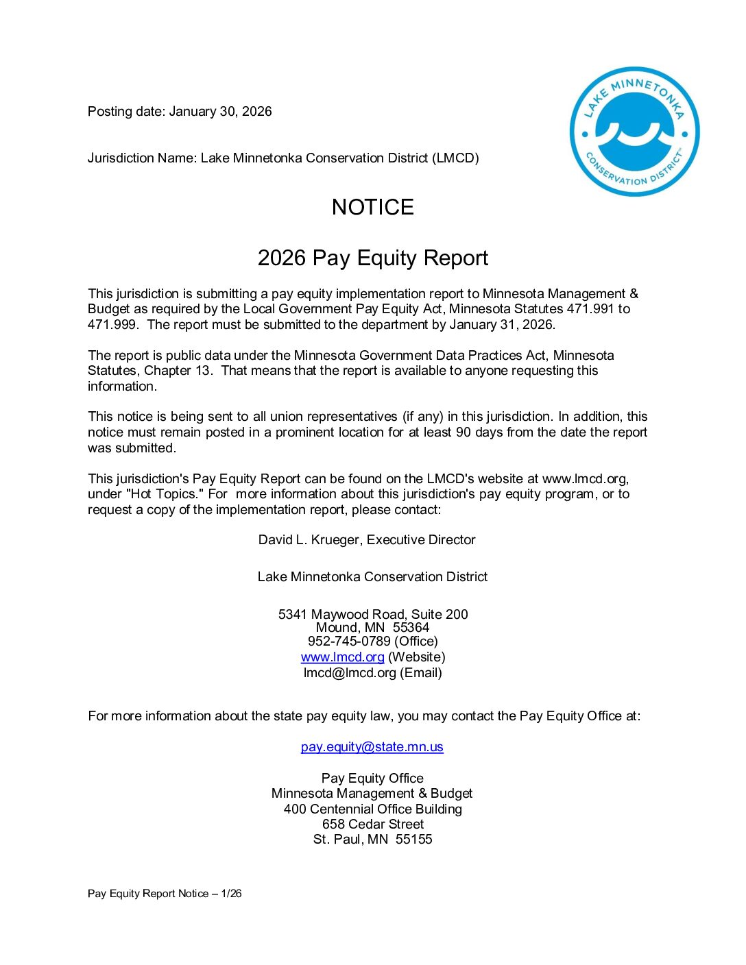 2026 PAY EQUITY NOTICE